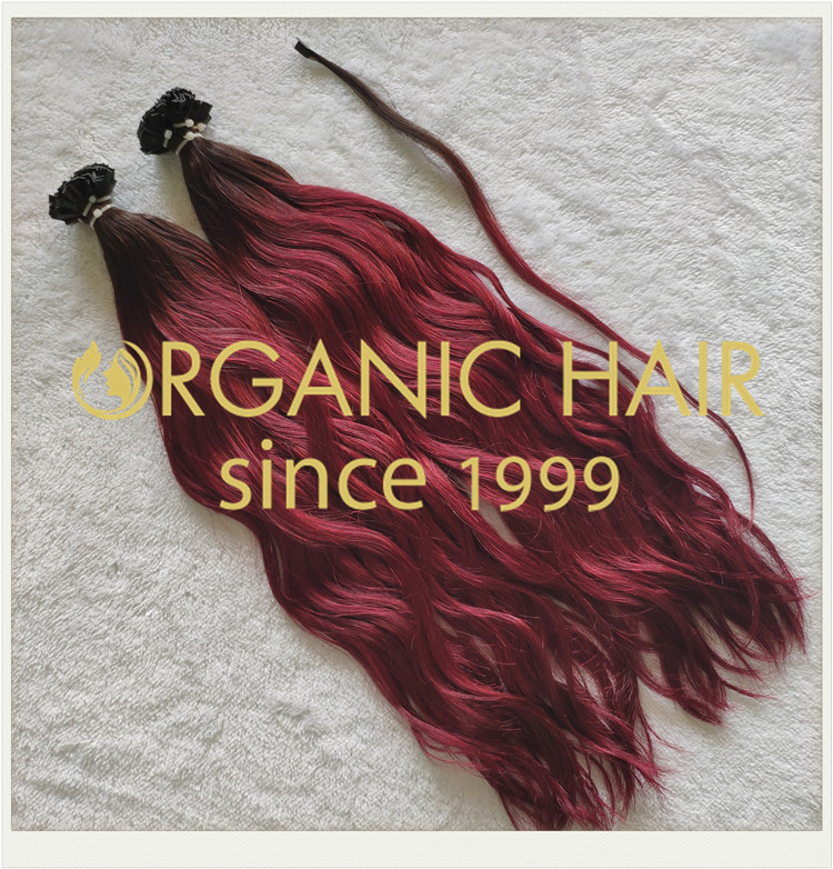  Custom color flat tip natural straight hair extensions CNY005